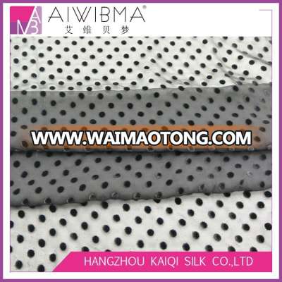 Plain dyed black small dots design silk velvet fabric price silk rayon velvet burnout fabric